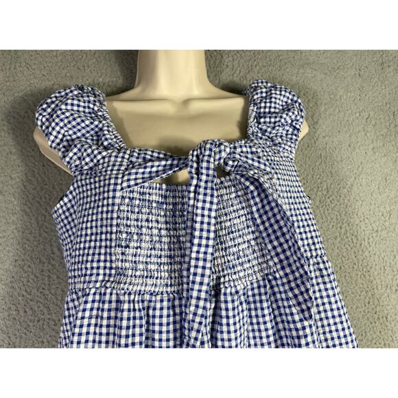 Old Navy Blue Gingham Smocked Tiered Maxi Dress Women’s Large Cottagecore - Picture 9 of 11